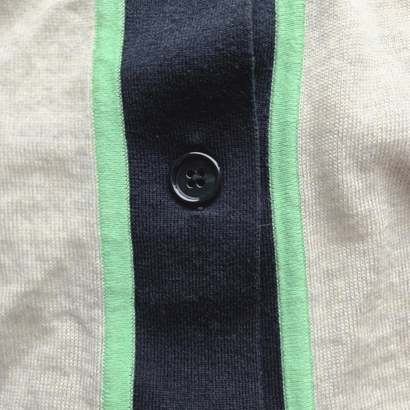 J. Crew Colorblock Cardigan with Navy, Off White, And Green Size M - Picture 4 of 6